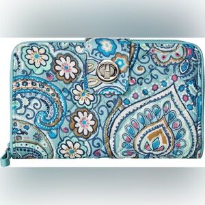 Vera Bradley Daisy Dot Paisley RFID Turnlock Wallet